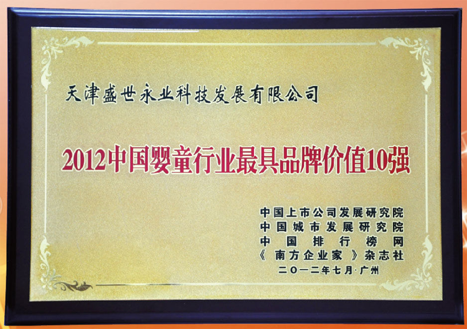 2012 Top 10 Most Valuable Certificates in China's Baby and Child Industry